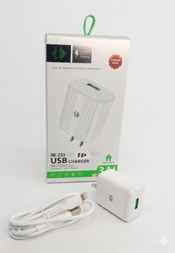 CARGADOR USB 5V/3A V8/TC/IP REF IW-233