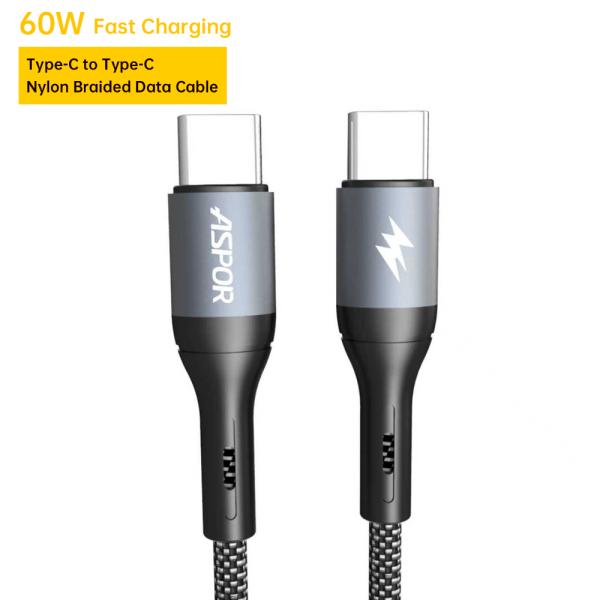 CABLE ASPOR USB-C 60W 1M AC55 NEGRO