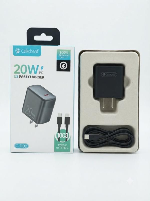 CARGADOR CELEBRAT TIPOC A TIPO C PD 20W REF C-D02