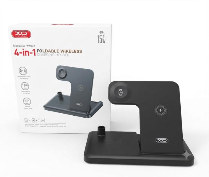 HOLDER CARGADOR 4 EN 1 XO WX033 NEGRO