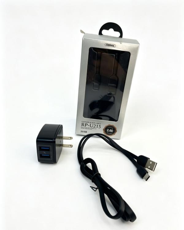 CARGADOR REMAX 2 USB TYPO-C RP-U215 NEGRO