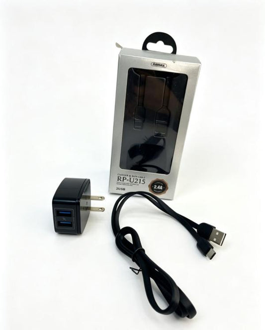CARGADOR REMAX 2 USB TYPO-C RP-U215 NEGRO