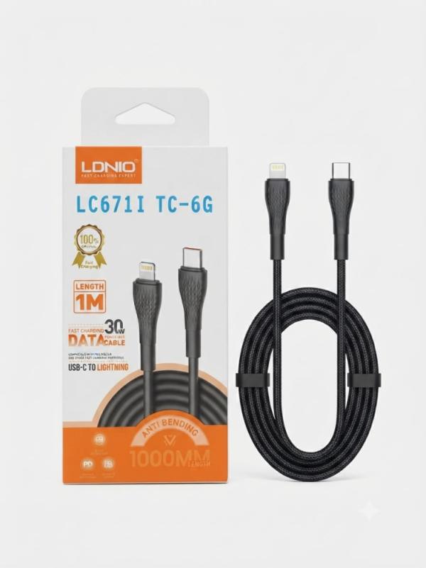 CABLE USB LDNIO LC671I USB-C LIGHTNING 30W 1M