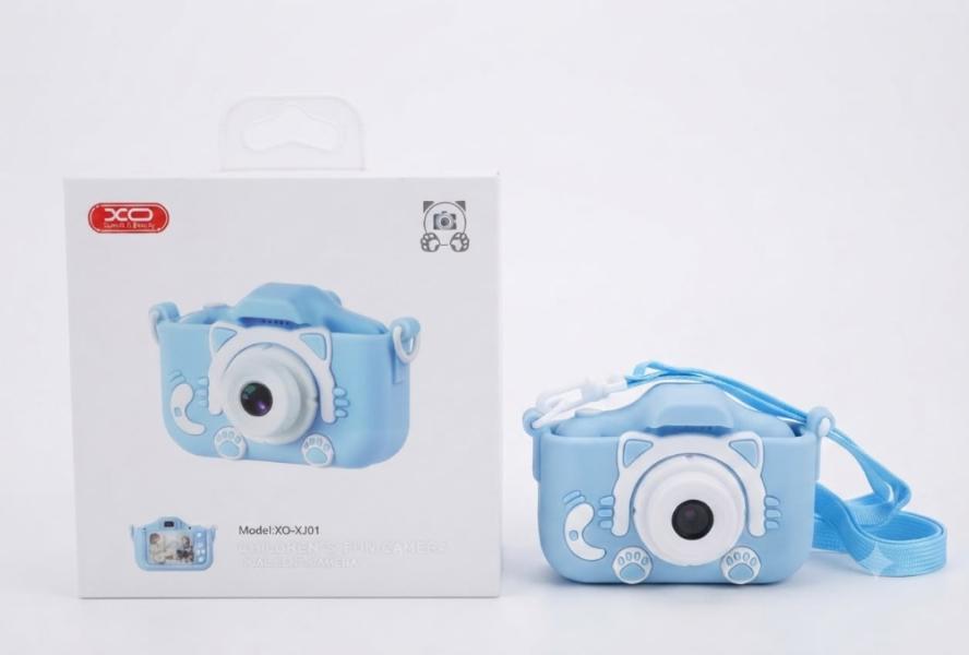 CAMARA NIÑO XO XJ01 DOBLE LENTE SILICON AZUL