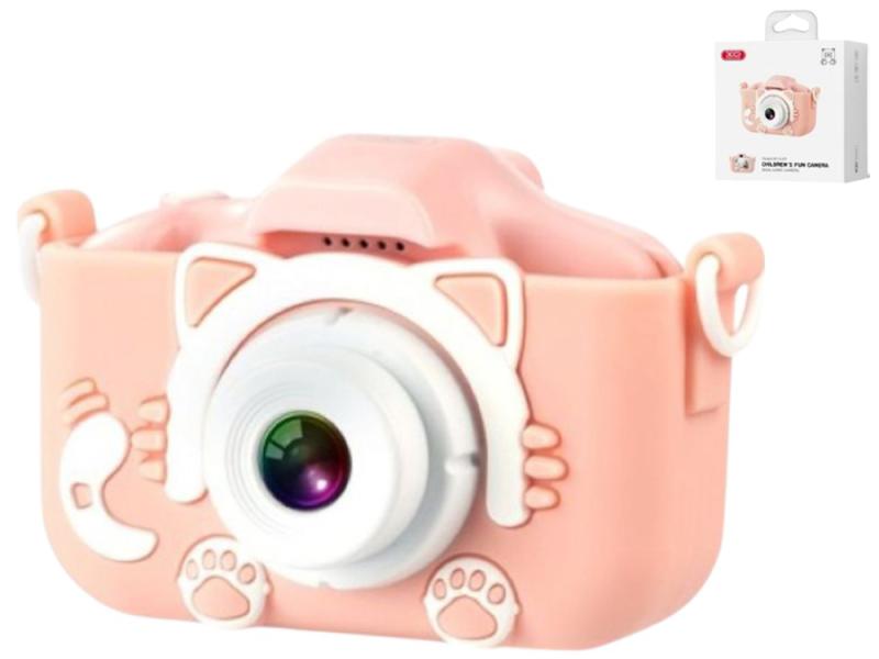 CAMARA NIÑA XO XJ01 DOBLE LENTE SILICON ROSADO