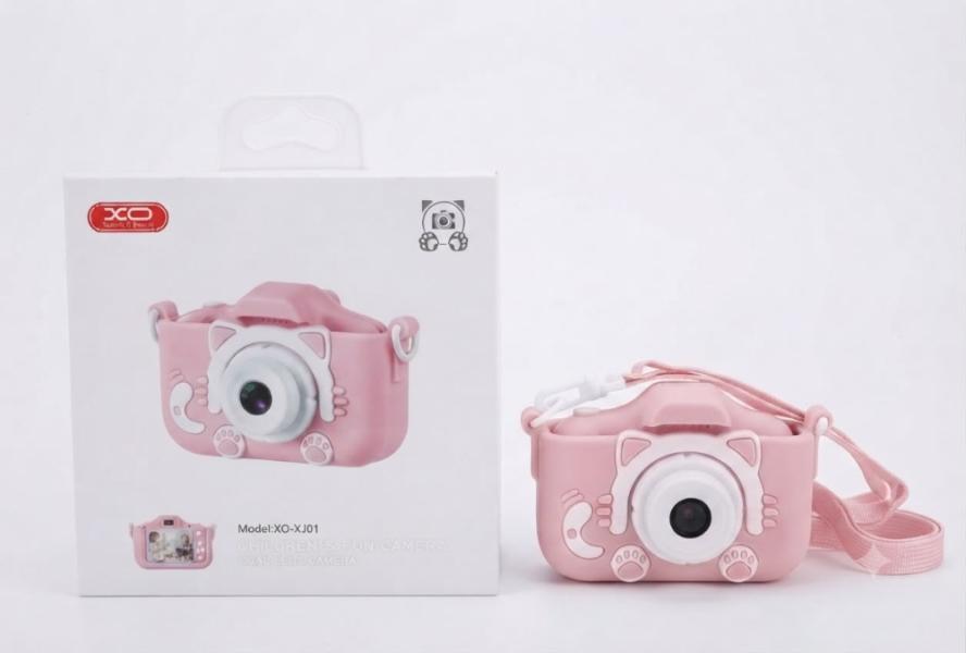 CAMARA NIÑA XO XJ01 DOBLE LENTE SILICON ROSADO