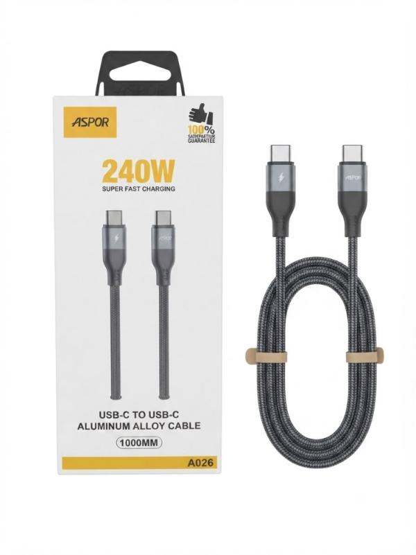 CABLE ASPOR USB-C 240W 1M A206 NEGRO