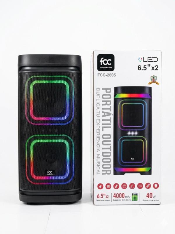 PARLANTE BLUETHOOTH FCC 2 x 6¨ LED 2605