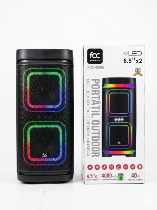PARLANTE BLUETHOOTH FCC 2 x 6¨ LED 2605