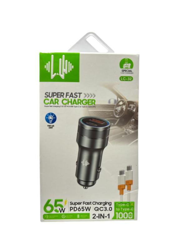 ADAPTADOR AUTO SUPERCOOL TIPO C 65W LC32
