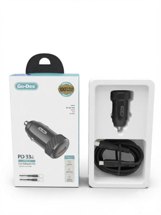 CARGADOR CARRO GD-QC2036S PD CON CABLE TIPO C A IPHONE