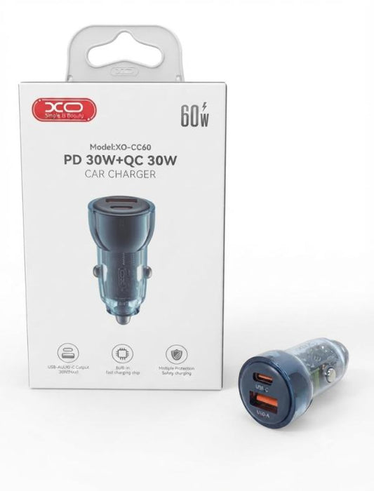 CARGADOR CARRO XO CC60 QC 3.0 SOLO 30W AZUL