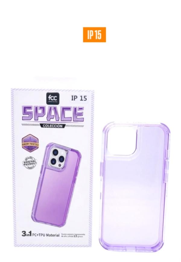 ESTUCHE SPACE FCC COLOR 3EN1 IPHONE 15